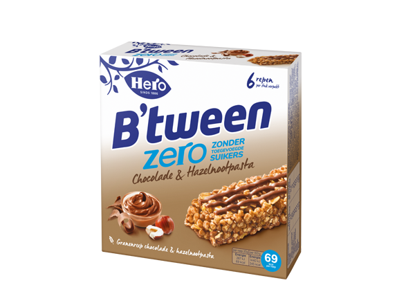 Hero B'tween Zero Chocolade & Hazelnootpasta 6 x 20G