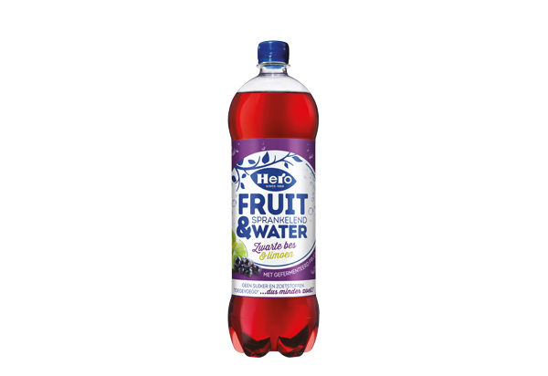 Hero Fruit & sprankelend Water Zwarte Bes & Limoen 1,25L